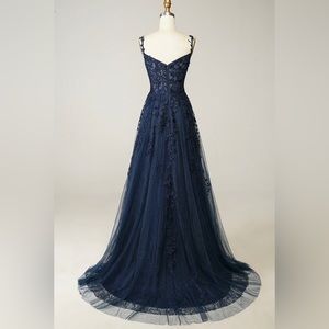 Navy blue prom dress only worn once brand new!